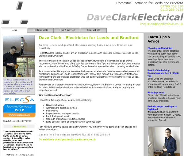 Dave Clark Electrician Website