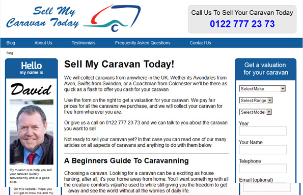 Sell My Caravan Today Website Details