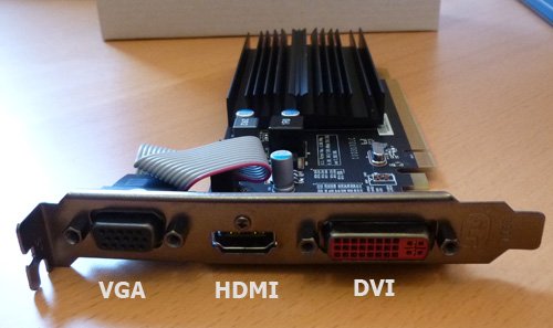 Cheap graphics card with VGA, HDMI and DVI outputs